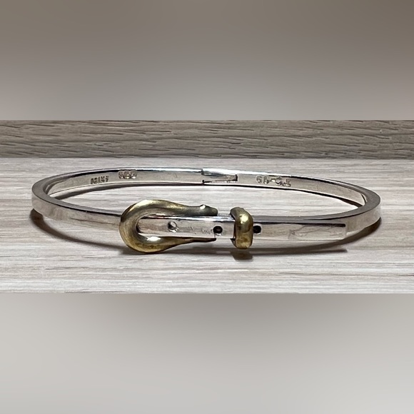Vintage Sterling Silver MEXICO TAXCO Belt Buckle Hinged Bangle Bracelet, 12.5g - Picture 1 of 8